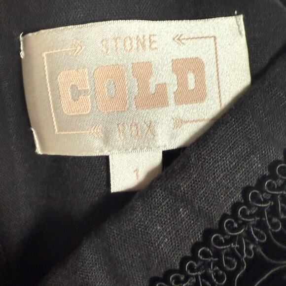 Stone Cold Fox Morrissey Linen Black Lace Crop Flare Leg Strapless Jumpsuit 2 - Picture 11 of 12